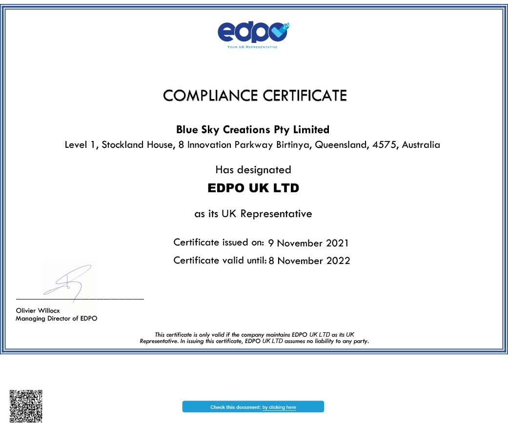 EDPO Compliance Certificate UK